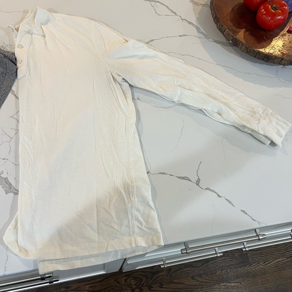 JCREW Men's Classic White Long Sleeve Henley Shirt - XL